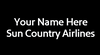 A blank name badge for Sun Country Airlines