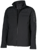 A professional aviator jacket and badge set, predominantly black in color, displayed on a mannequin. The jacket features a high collar, zippered hand pockets, and reflective trim.