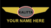 A name badge for Kalitta Airlines with a placeholder for 'YOUR NAME HERE' and the airline's logo featuring wings.