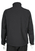 A back view of a professional aviator jacket and badge set, predominantly black in color, displayed on a mannequin. The jacket features a high collar, zippered hand pockets, and reflective trim.