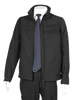 A professional aviator jacket and badge set, predominantly black in color, displayed on a mannequin. The jacket features a high collar, zippered hand pockets, and reflective trim.