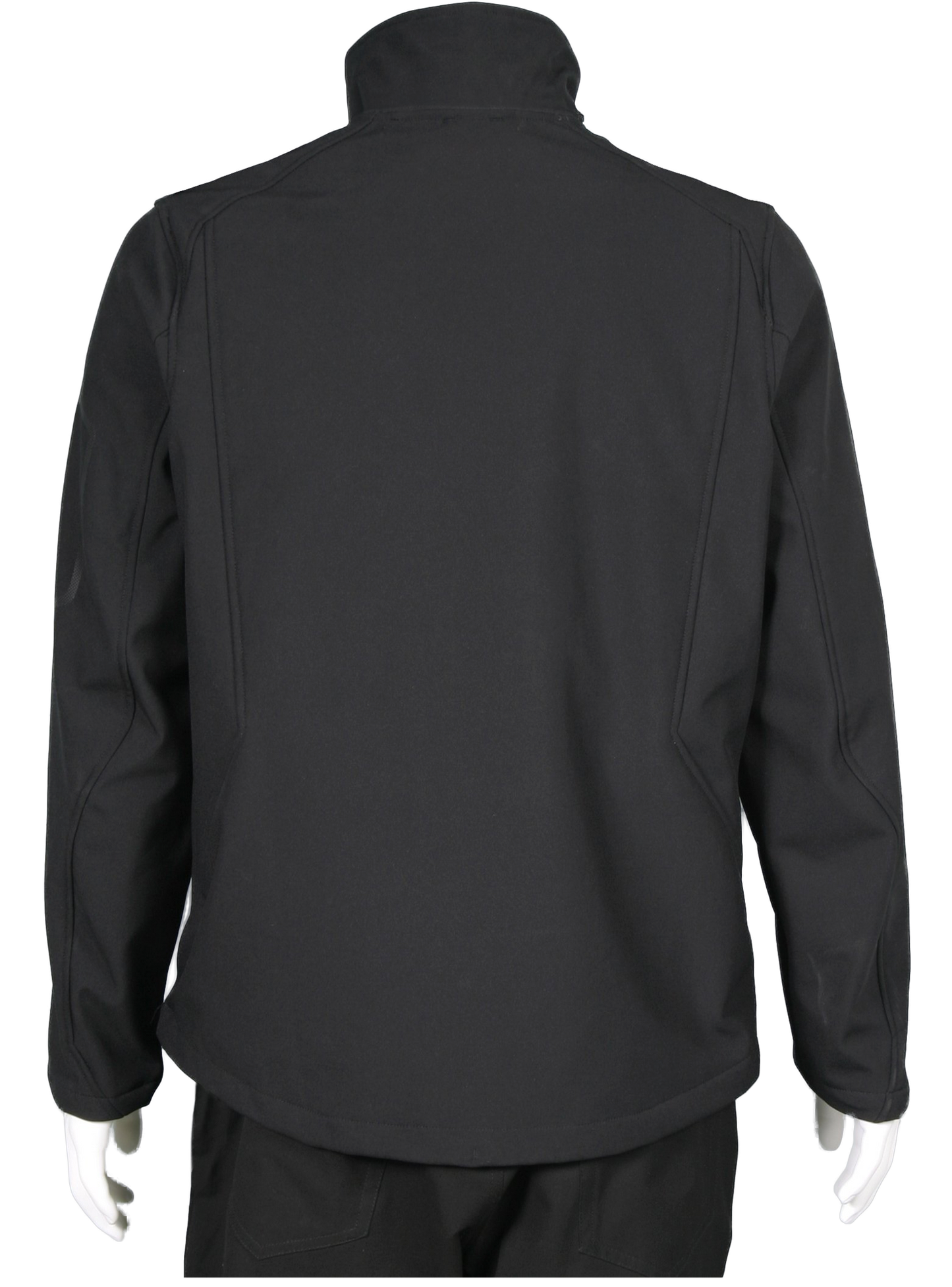 A back view of a mens' black jacket.