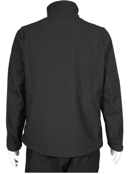 A back view of a mens' black jacket.
