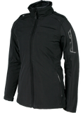 A black Aviator II jacket for women, featuring a high collar, zippered pockets.
