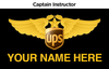 A name badge for Captain Instructor with the UPS logo and a placeholder for a name, designed for use with an Aviator jacket.

