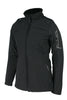 A black women's Aviator II jacket with a high collar, zippered front, and side pockets. It features a blank badge on the left chest area.
