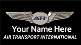A logo of Air Transport International with a placeholder text 'YOUR NAME HERE'.

